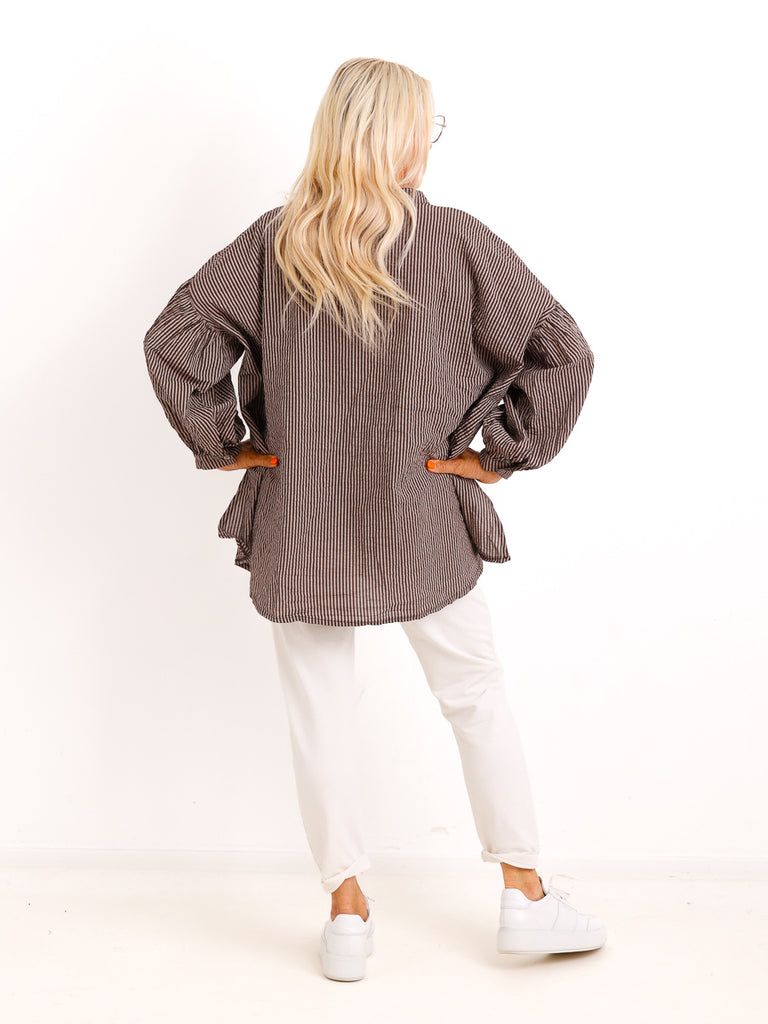 Baumwoll Bluse MARELIS – Leichte Oversize Streifenbluse – Gr. 38–46