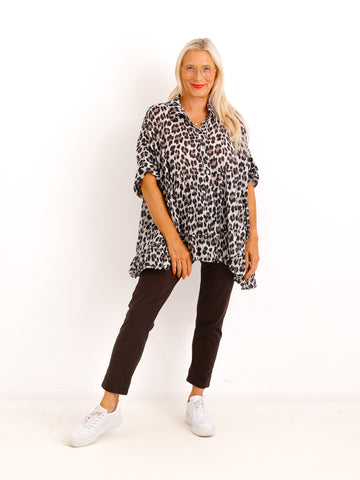 Luftige Baumwoll-Tunika ROSELIEN – Leo – Oversize – Gr. 38-50