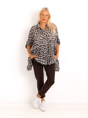 Luftige Baumwoll-Tunika ROSELIEN – Leo – Oversize – Gr. 38-50