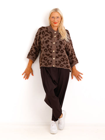 Cardigan LAVENI – Leo-Print mit edlen goldfarbenen Knöpfen – Gr. 36–44