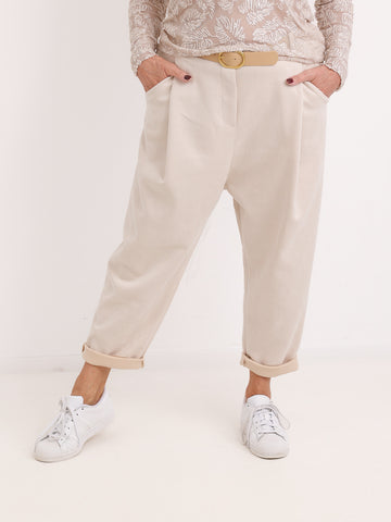 Hose NICO.S – Waschleder-Optik – Baggy-Style mit tiefem Schritt – Gr. 38-44
