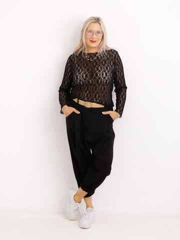 Hose NICO.S – Waschleder-Optik – Baggy-Style mit tiefem Schritt – Gr. 38-44