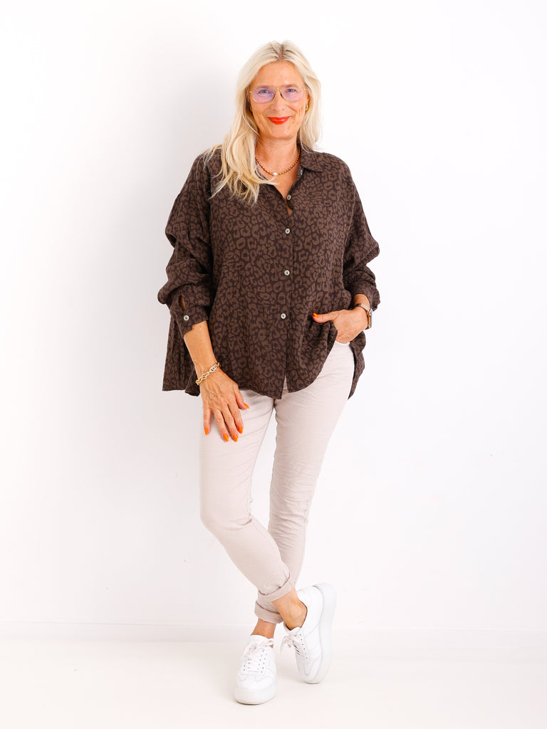 ADINA Oversize Musselin Bluse - leo