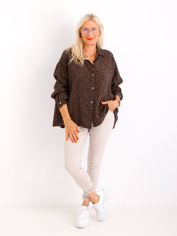 ADINA Oversize Musselin Bluse - leo