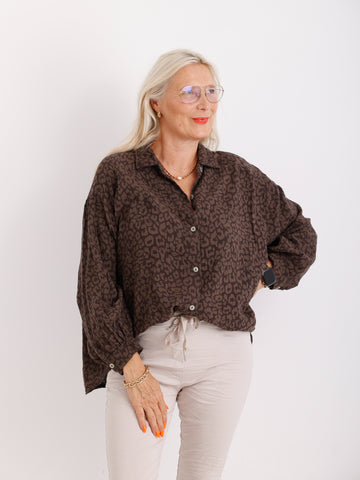 ADINA Oversize Musselin Bluse - leo