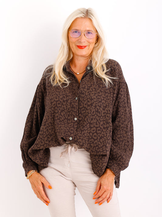 ADINA Oversize Musselin Bluse - leo