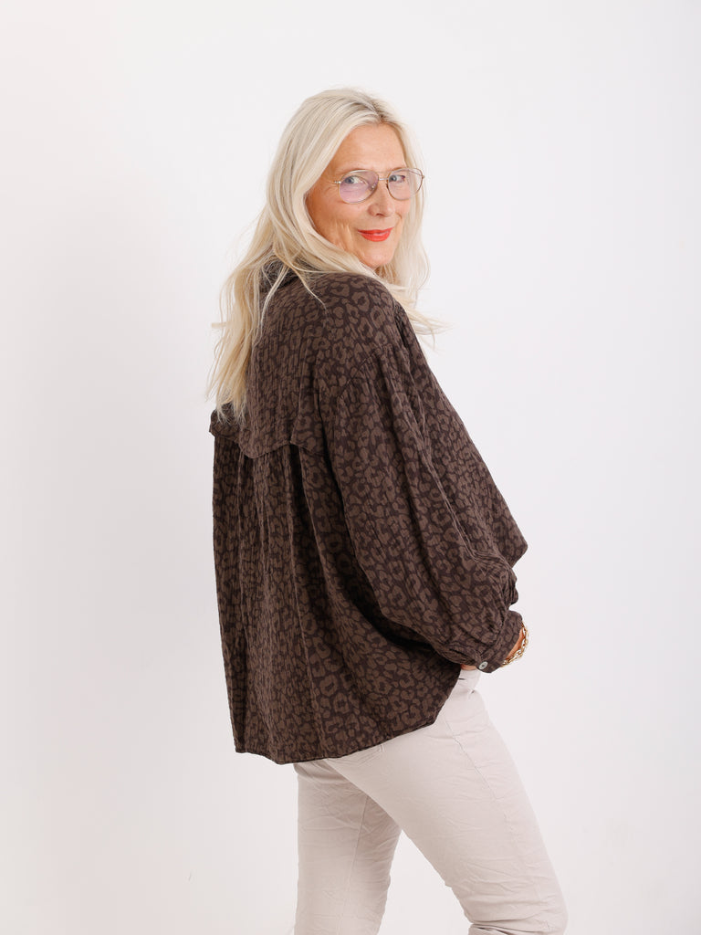 ADINA Oversize Musselin Bluse - leo