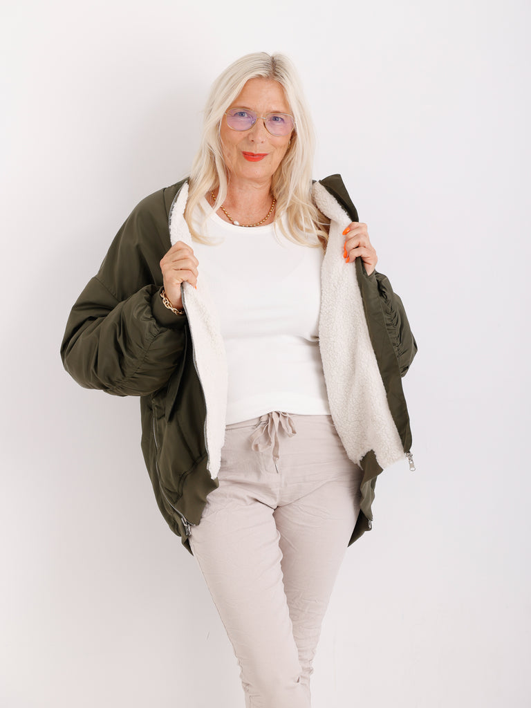 IDA Oversize Blouson mit Teddyfell-Futter – verschiedene Farben