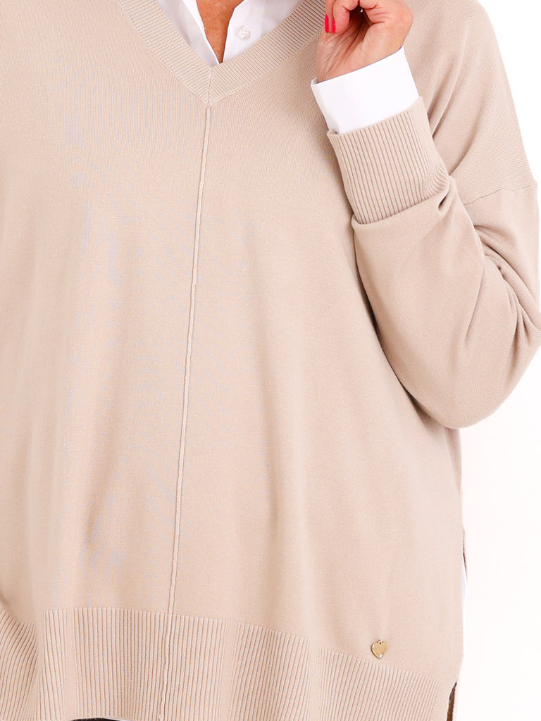Oversize Strickpullover CYNTHIA.S – Leichter Feinstrick mit Herzdetail – Gr. 38–44