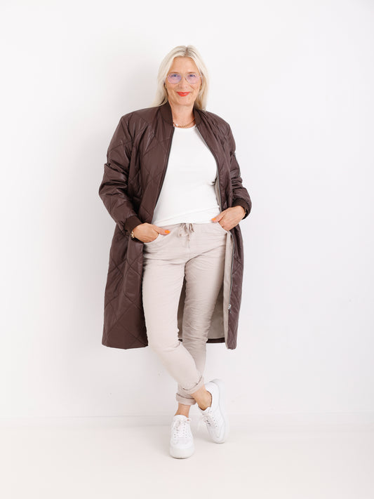 MARINA Damenmantel Schokobraun – Leichter Übergangsmantel im Casual Look