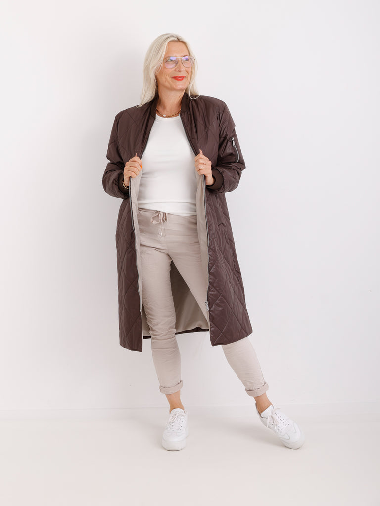 MARINA Damenmantel Schokobraun – Leichter Übergangsmantel im Casual Look