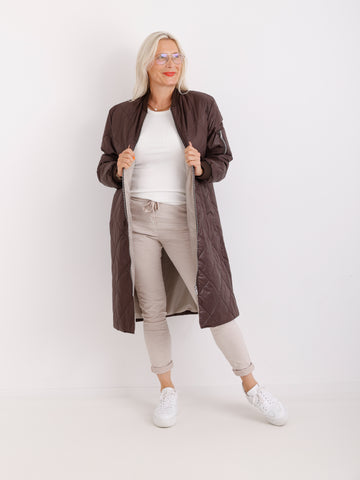 MARINA Damenmantel Schokobraun – Leichter Übergangsmantel im Casual Look