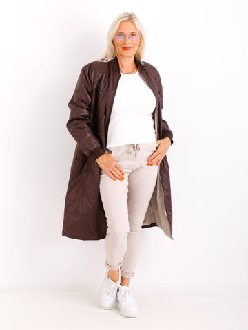 MARINA Damenmantel Schokobraun – Leichter Übergangsmantel im Casual Look