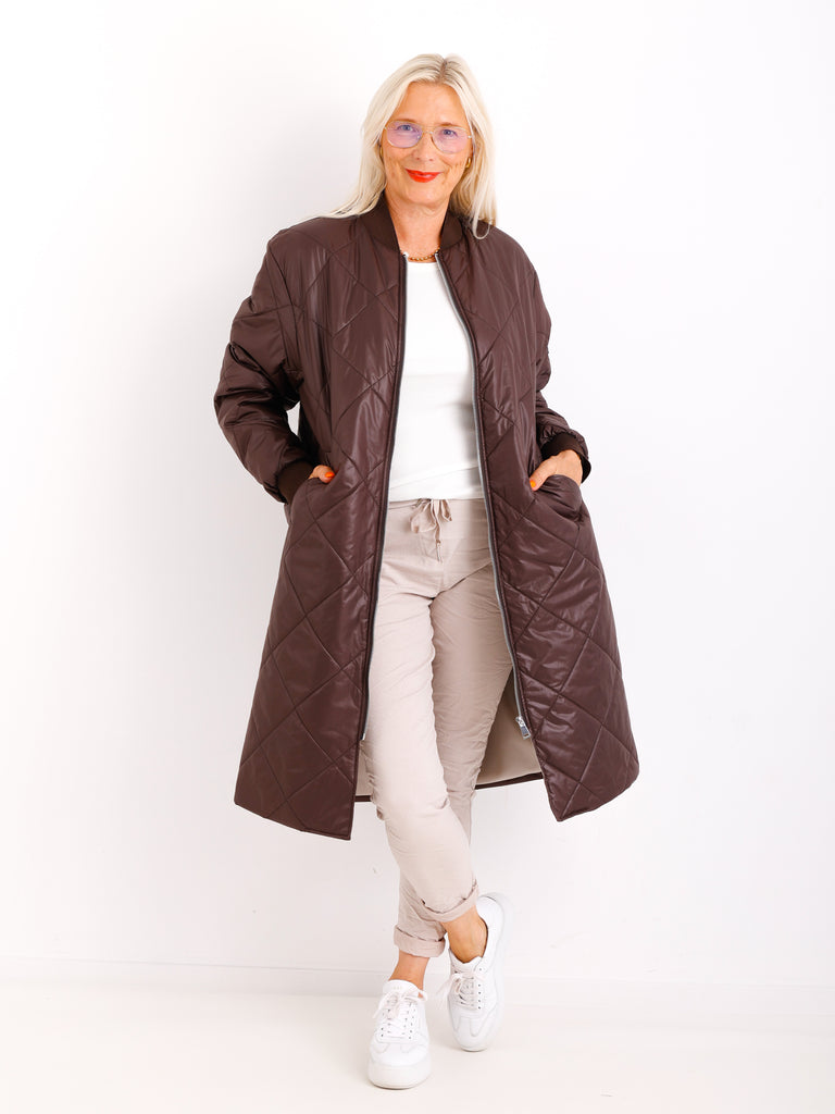 MARINA Damenmantel Schokobraun – Leichter Übergangsmantel im Casual Look