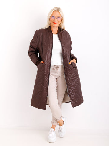 MARINA Damenmantel Schokobraun – Leichter Übergangsmantel im Casual Look