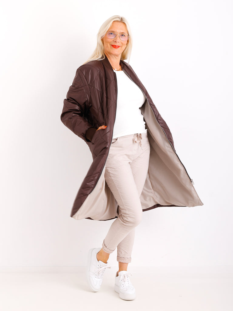MARINA Damenmantel Schokobraun – Leichter Übergangsmantel im Casual Look