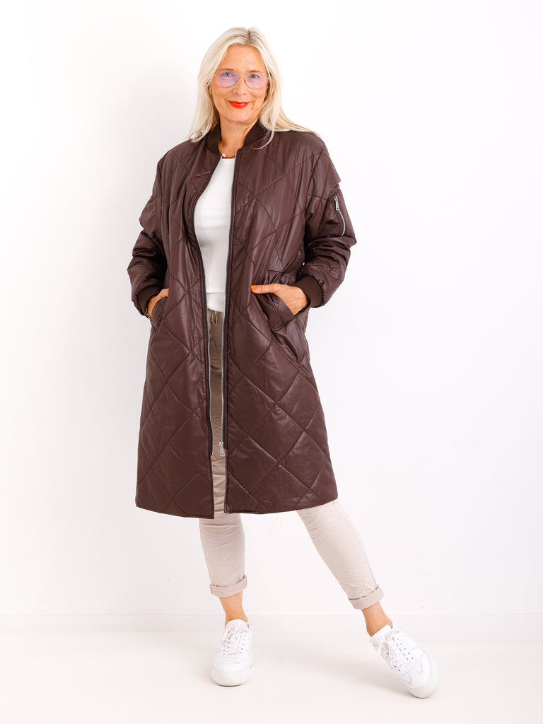 MARINA Damenmantel Schokobraun – Leichter Übergangsmantel im Casual Look