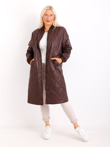 MARINA Damenmantel Schokobraun – Leichter Übergangsmantel im Casual Look