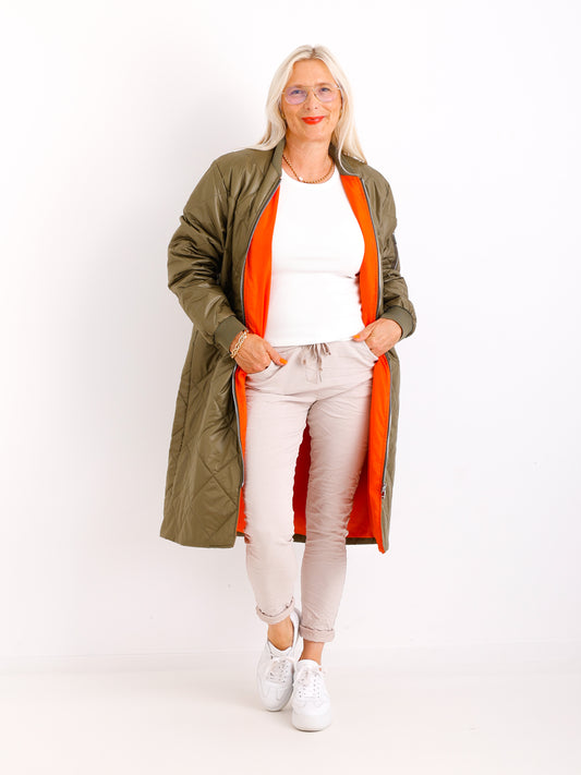 MARINA Damenmantel Khaki – Leichter Übergangsmantel im Casual Look