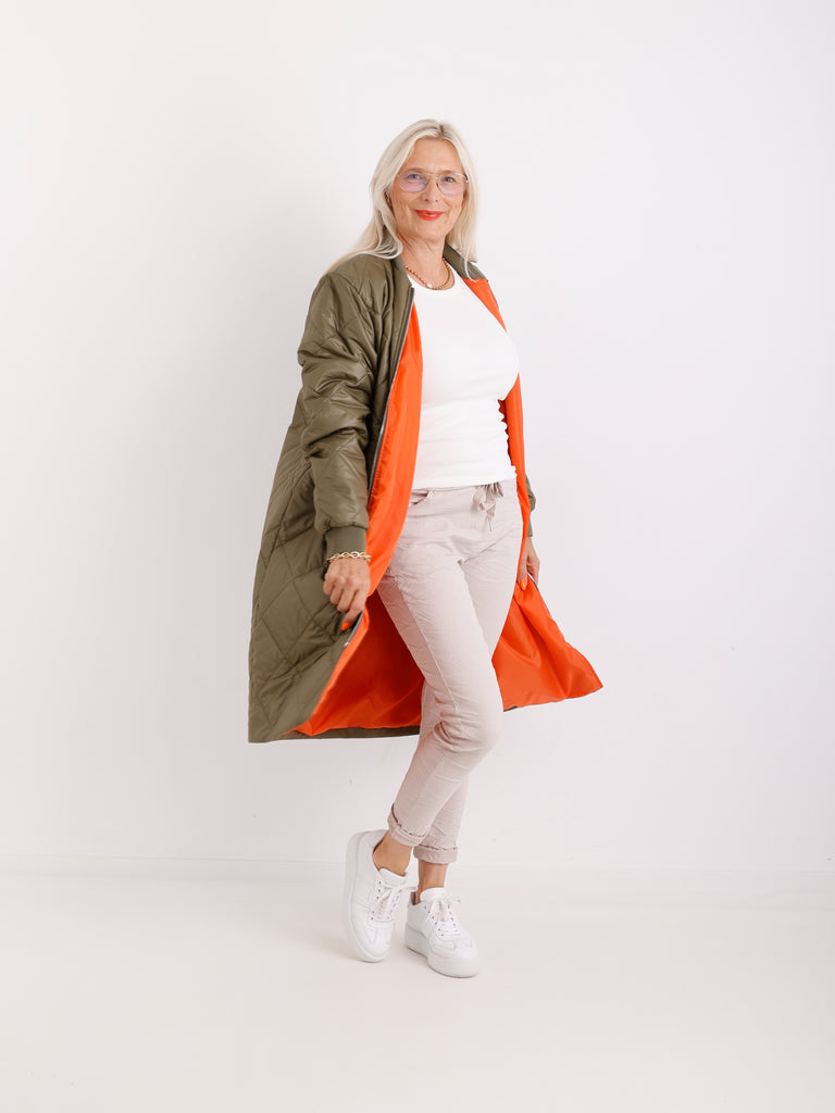 MARINA Damenmantel Khaki – Leichter Übergangsmantel im Casual Look