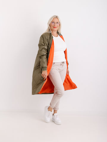 MARINA Damenmantel Khaki – Leichter Übergangsmantel im Casual Look
