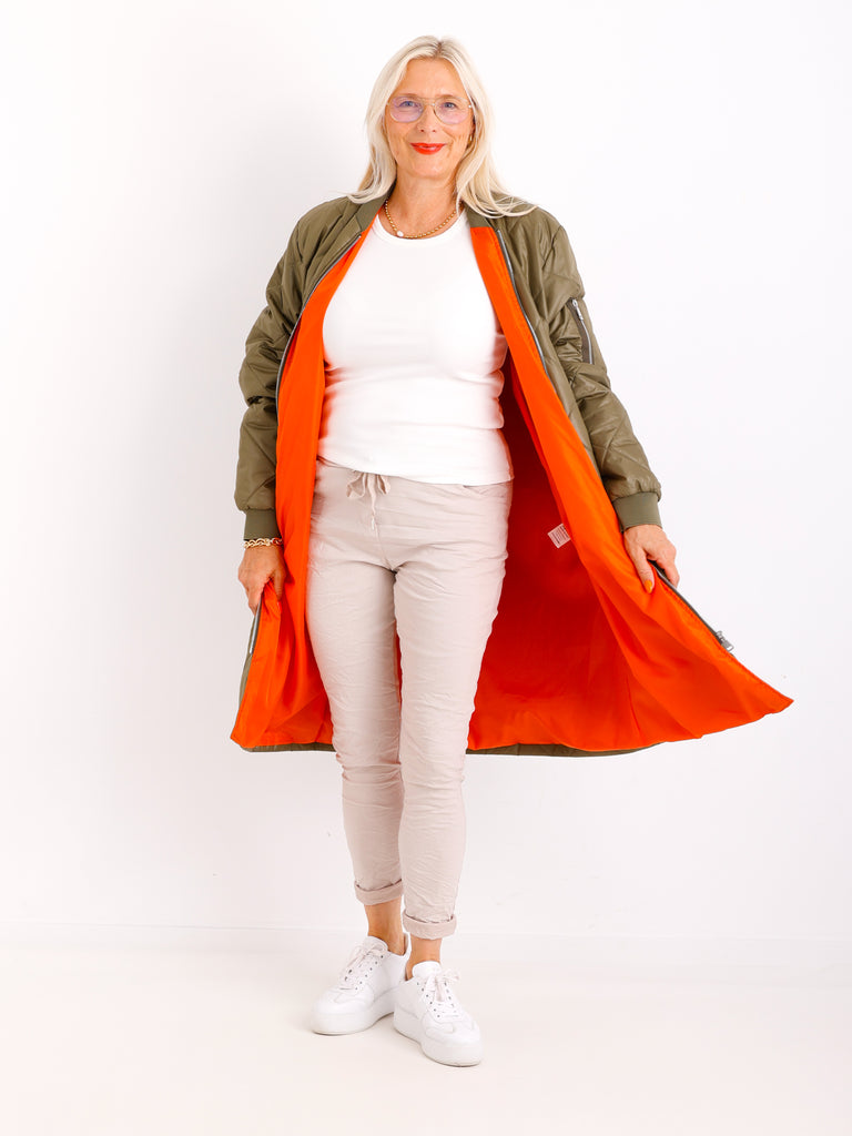 MARINA Damenmantel Khaki – Leichter Übergangsmantel im Casual Look