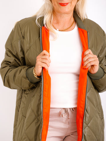 MARINA Damenmantel Khaki – Leichter Übergangsmantel im Casual Look