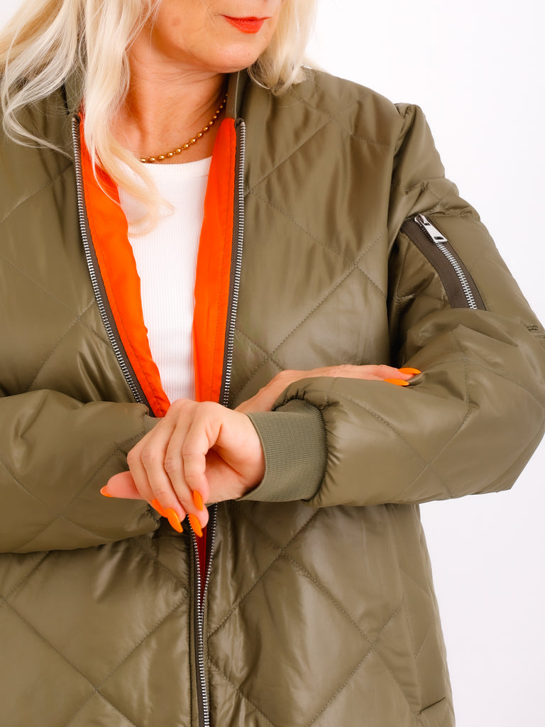 MARINA Damenmantel Khaki – Leichter Übergangsmantel im Casual Look