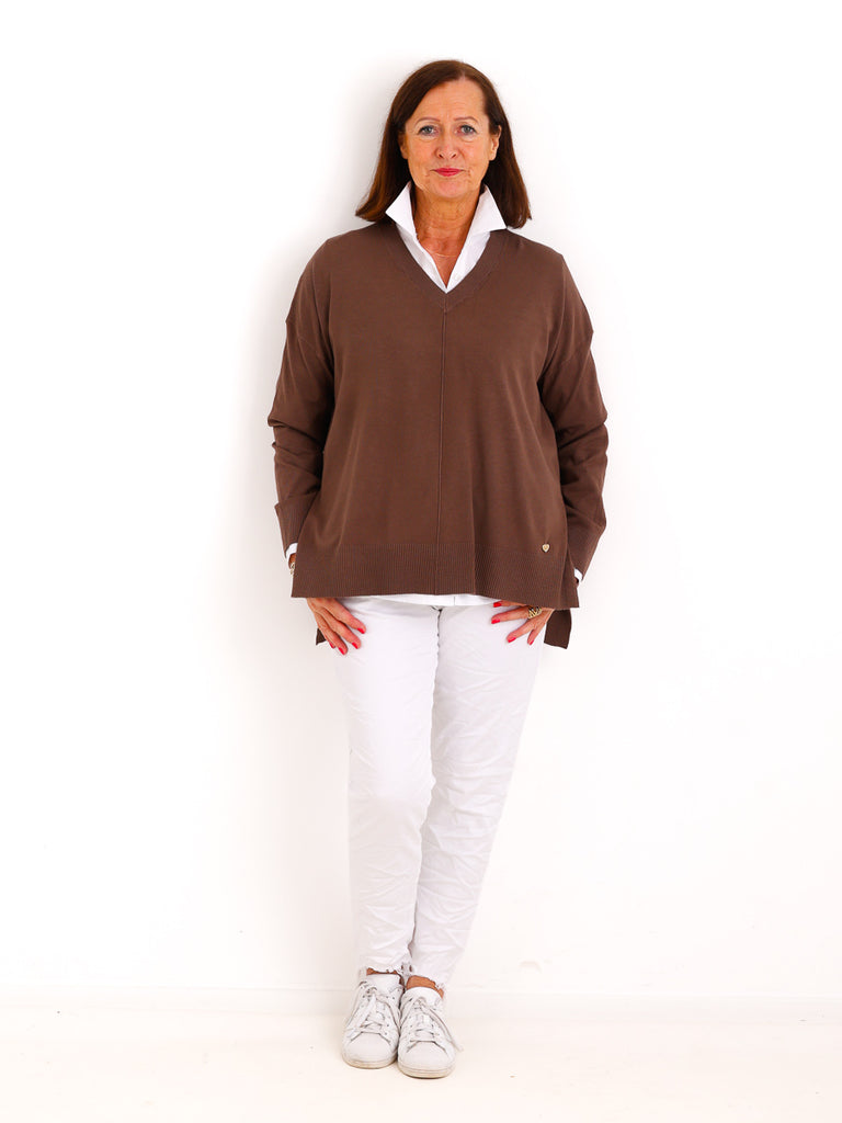 Oversize Strickpullover CYNTHIA.S – Leichter Feinstrick mit Herzdetail – Gr. 38–44