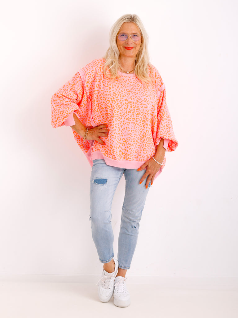 JULE Oversize leo Sweater - rosa/orange