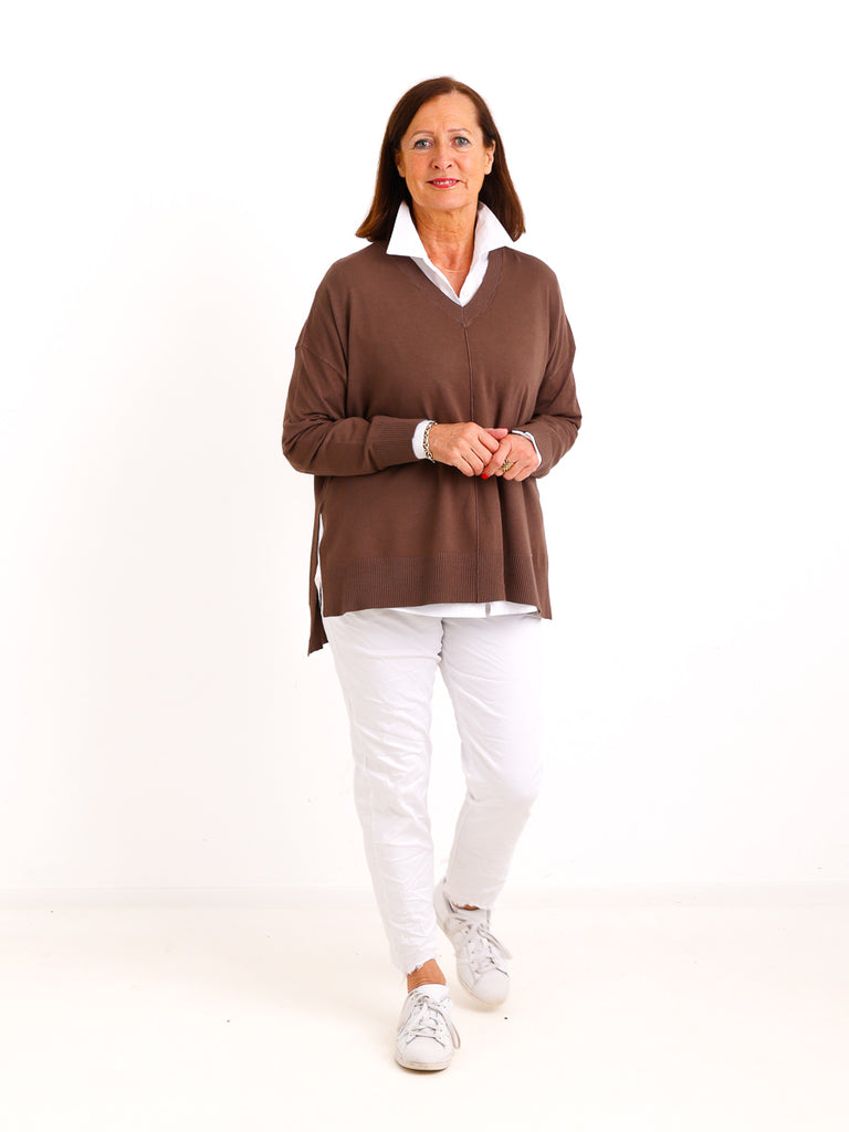 Oversize Strickpullover CYNTHIA.S – Leichter Feinstrick mit Herzdetail – Gr. 38–44