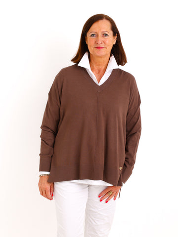 Oversize Strickpullover CYNTHIA.S – Leichter Feinstrick mit Herzdetail – Gr. 38–44