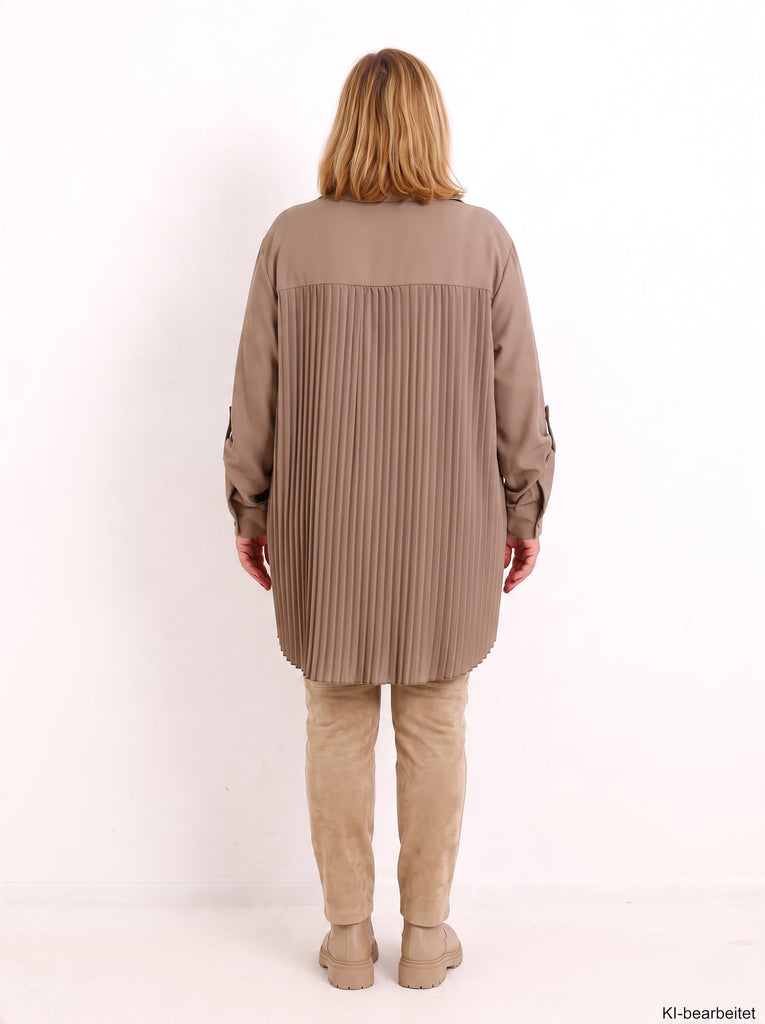Curvy Size - Bluse VELUNIE – Herbst-Winter-Qualität mit Plisseefalten & extra langem Schnitt – Gr. 44–54