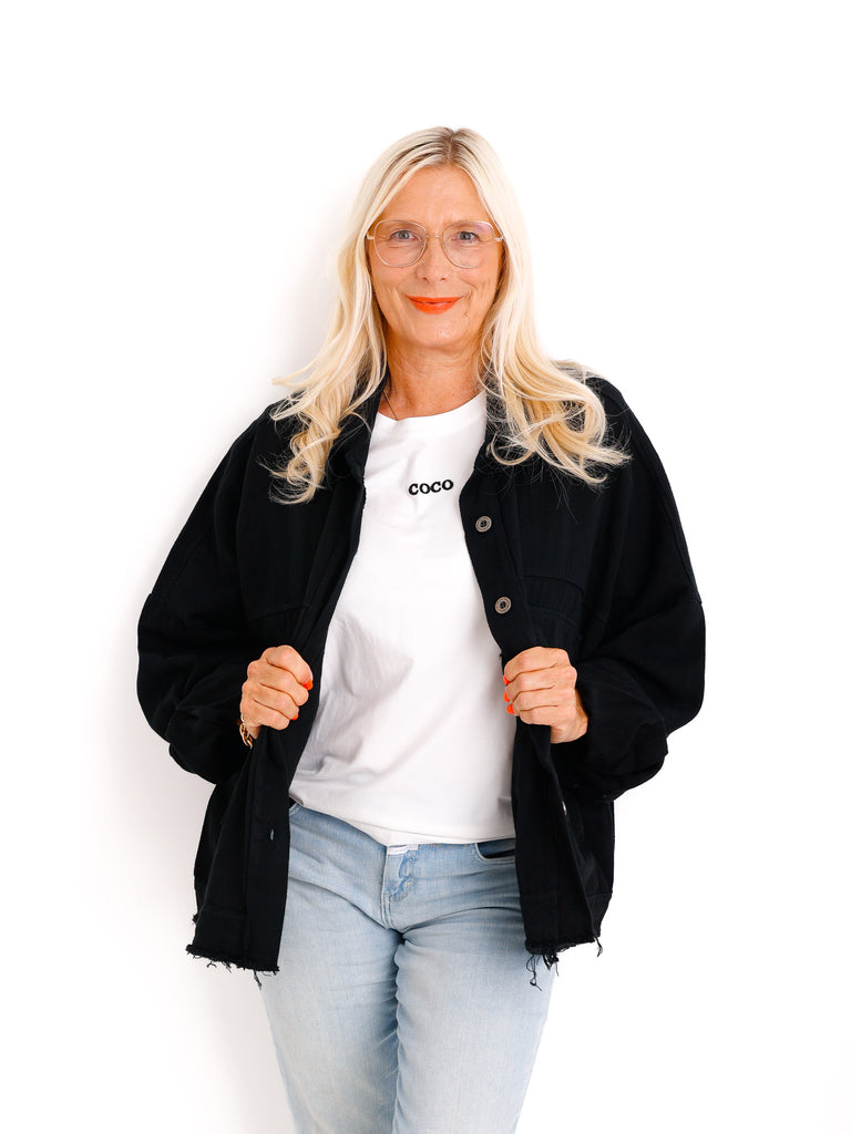 MABEL Plus Size Jeansjacke - schwarz