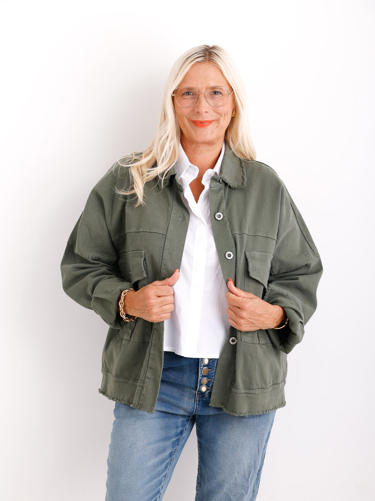 MABEL  Curvy Size Jeansjacke - khaki