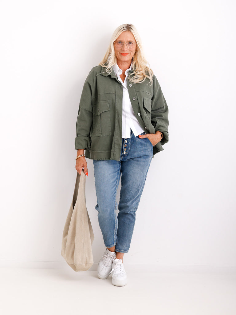 MABEL  Curvy Size Jeansjacke - khaki