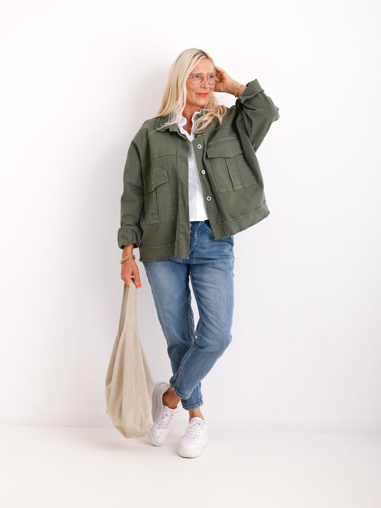 MABEL  Curvy Size Jeansjacke - khaki