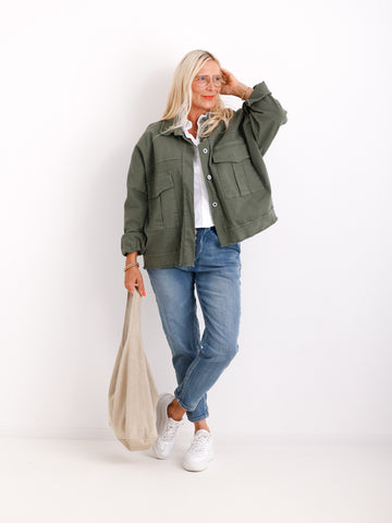 MABEL  Curvy Size Jeansjacke - khaki