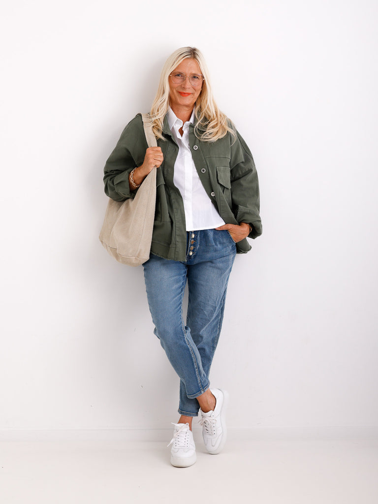 MABEL  Curvy Size Jeansjacke - khaki