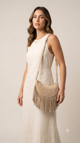 Wildleder-Fransentasche MALIA.S – Lässige Crossbody-Bag im Boho-Look