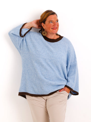 Curvy Size Pullover SORELL – Glattstrick mit kontrastfarbenen Abschlüssen – Gr. 44–50