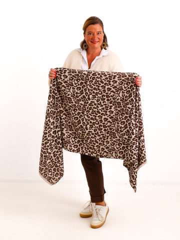 Schal TABEA – Flauschiger Leo-Look mit feinen Fransen