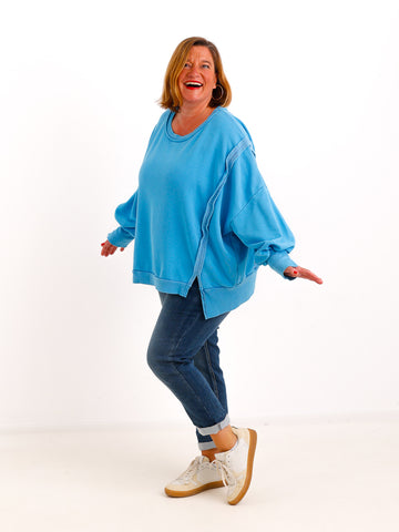 XXL Baumwoll-Sweater ODA – Inside-Out-Details & extra weiter Oversize-Look – Gr. 38–48