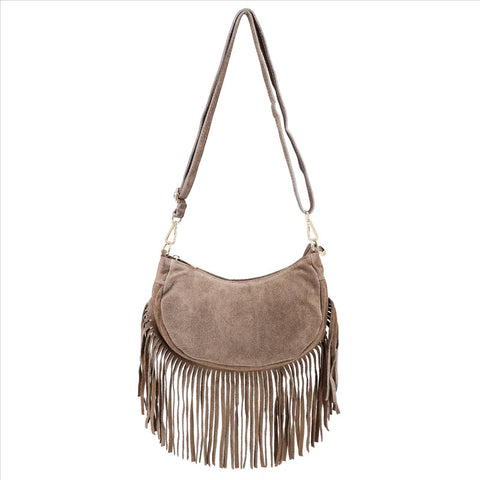 Wildleder-Fransentasche MALIA.S – Lässige Crossbody-Bag im Boho-Look