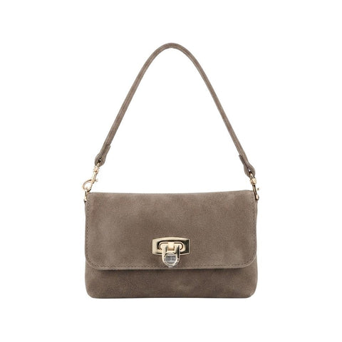 Wildleder-Umhängetasche LILLI – Edle Baguette-Bag mit Kette