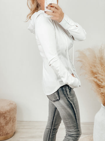 FELICIA Bluse mit Kapuze - weiß